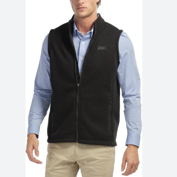 Rhone Bond Knitted Fleece Vest Tricot Lined Full Zip Black Gray Size Large - Picture 1 of 15